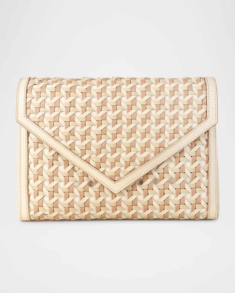 Jamie Envelope Woven Leather Clutch Bag
